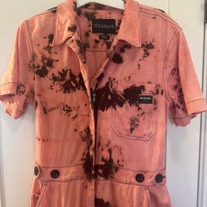 Wildfang Pink Reverse Tie-Dye Coveralls